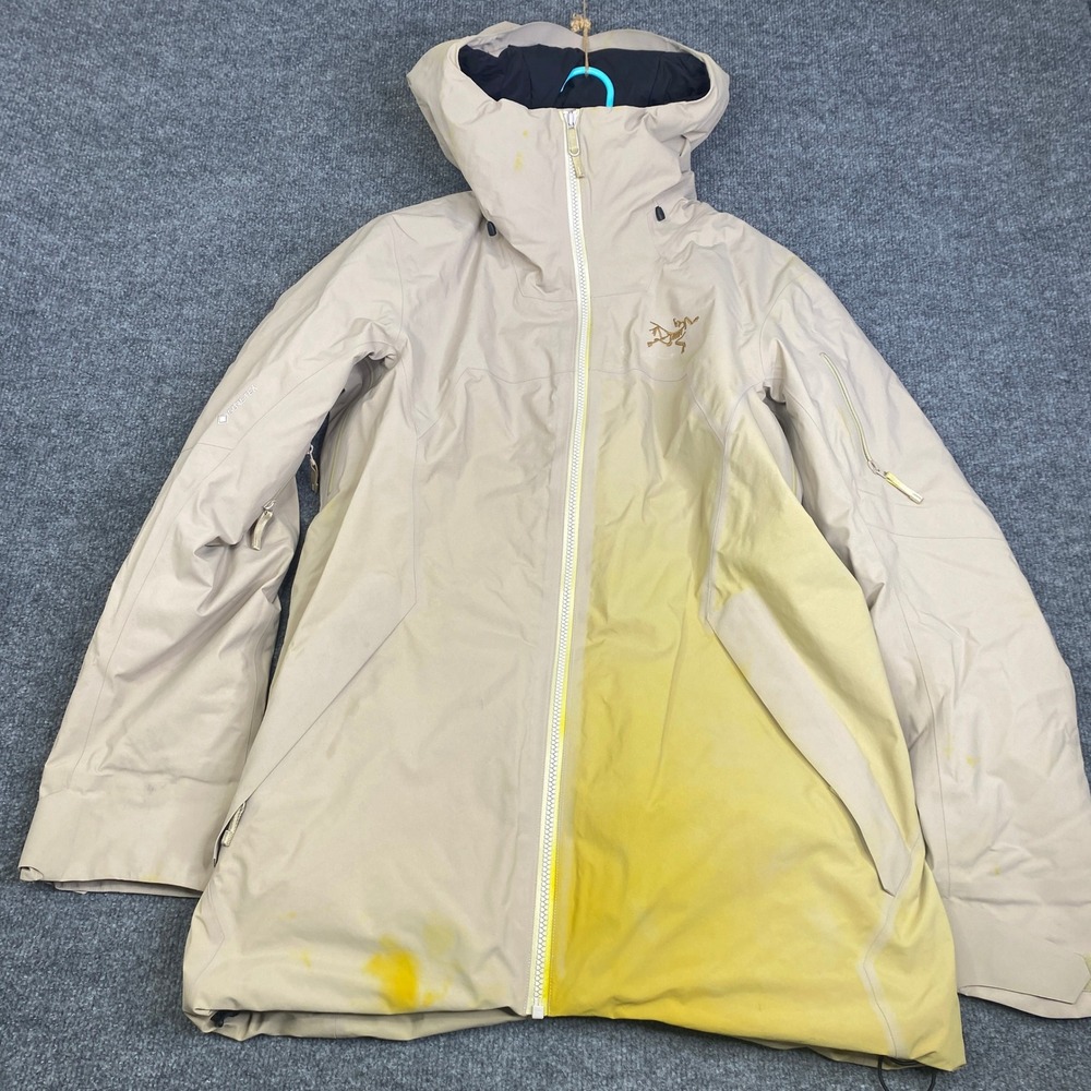 Arcteryx Sentinel IS Gore-Tex Hooded Jacket RECCO Technology Beige Stained